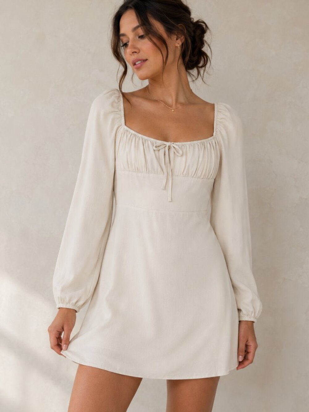 Aritzia Sunday Best Delilah Cream Milkmaid Mini Dress M Coquette Fairycore
